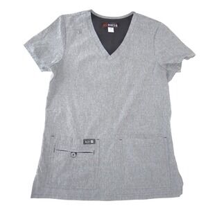 Koi Basics Becca Scrub Top Womens‎ XS Grey Heather V-Neck Medical Nursing